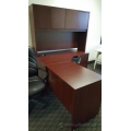 Mahogany 72 x 60 L Suite Desk with Enclosed Overhead